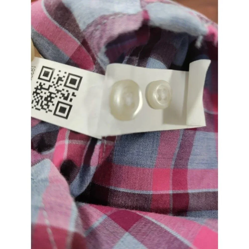 Bonobos Plaid Slim Fit Long Sleeve Button Down Shirt Blue/Pink Men's L Short - Picture 6 of 10